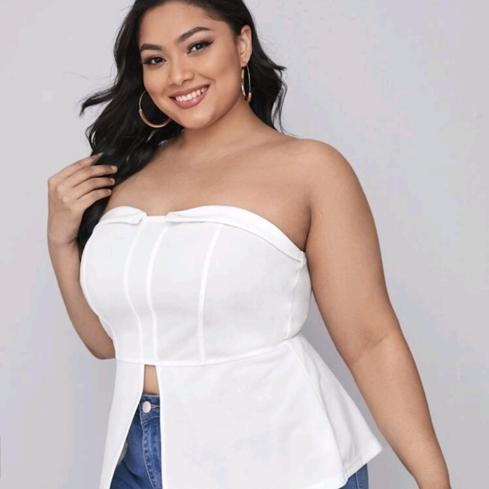 Plus Size Split Hem Tube Top